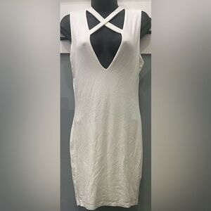 CEFIAN Criss Cross Front Off White Dress Juniors Large